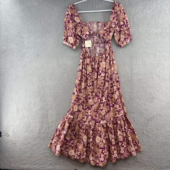 Favorite Daughter Vintage Multi Floral Puff Sleeve Maxi Dress Size 4 NWT - Picture 5 of 13